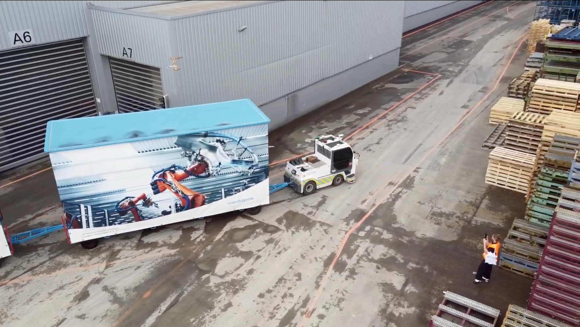 Drone shot of EZTow at warehouse